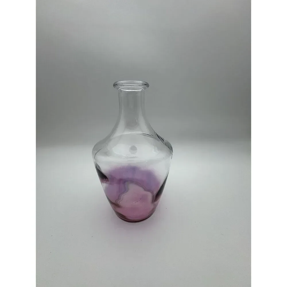 VTG Art Glass Bud Vase Small Swirl Ombre Clear Made in France 6.25 Inch